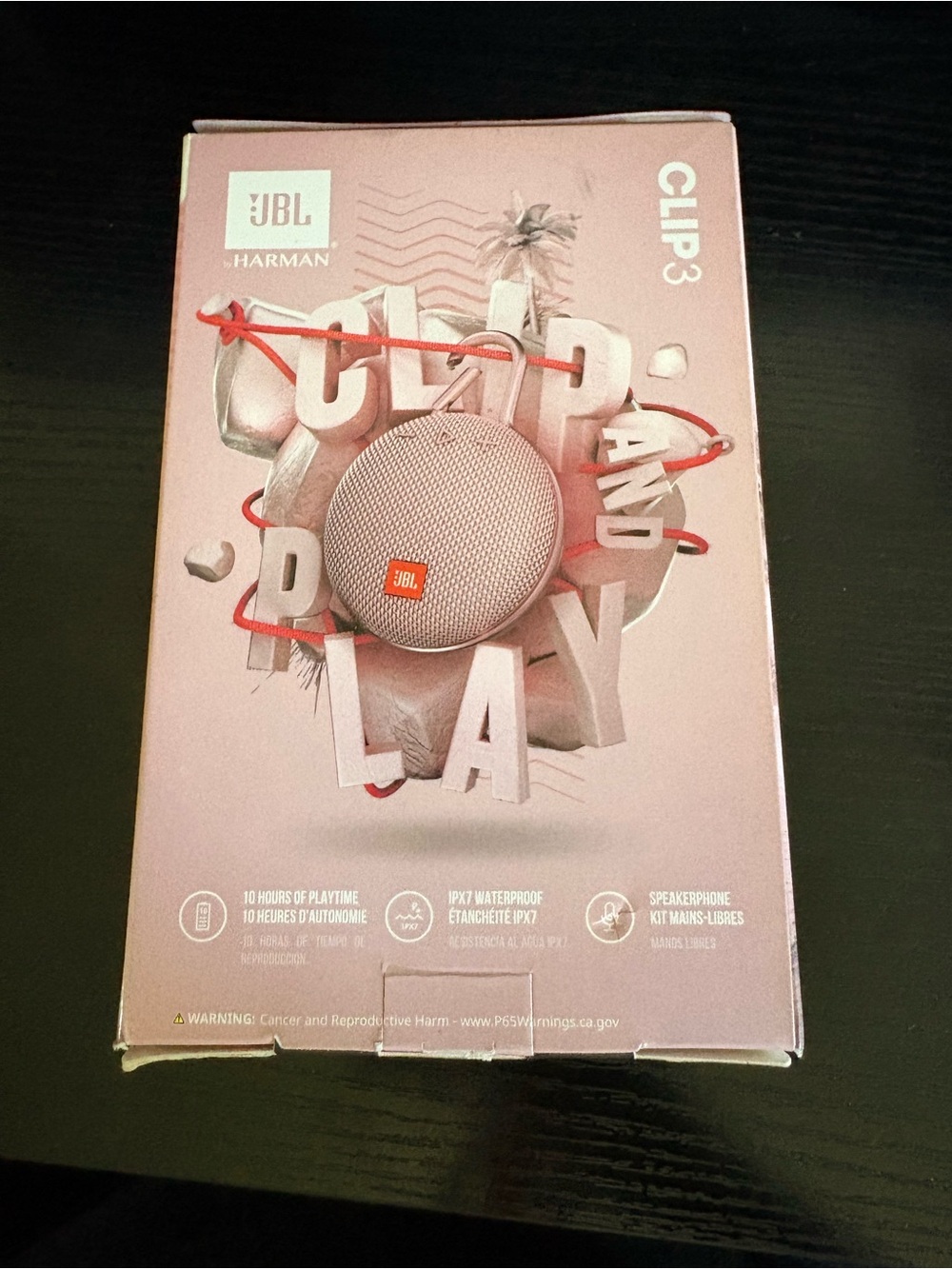 JBL Clip 3 Portable Bluetooth Speaker - Light Pink